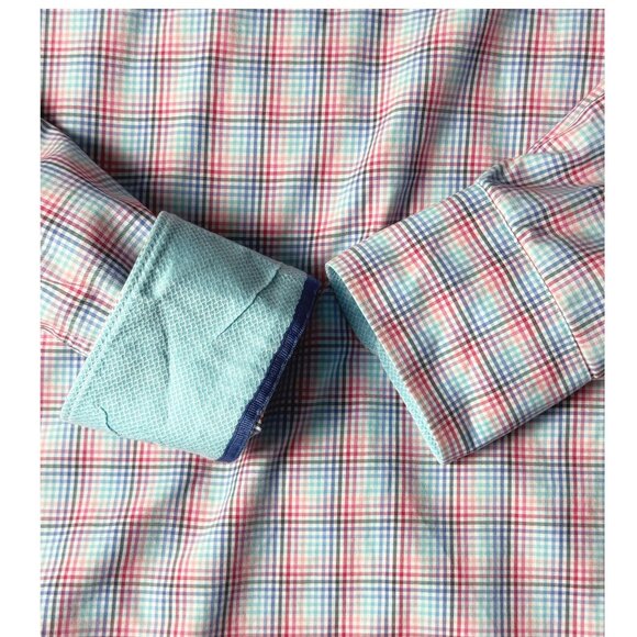 Bugatchi UOMO Classic Fit Button Down Shirt Long Sleeve Flip Cuffs Mens Sz M - Picture 7 of 10